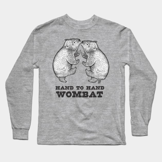 HAND TO HAND WOMBAT Long Sleeve T-Shirt by toddgoldmanart